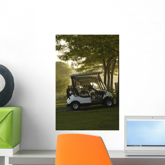 Golf Carts In Early Morning At A Golf Club, Newmarket, Ontario Wall Mural