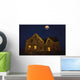 Abandoned House At Night Under Full Moon Wall Mural