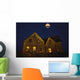 Abandoned House At Night Under Full Moon Wall Mural