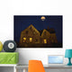 Abandoned House At Night Under Full Moon Wall Mural