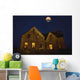 Abandoned House At Night Under Full Moon Wall Mural