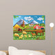 Cartoon Illustration Countryside with Wall Decal