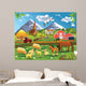 Cartoon Illustration Countryside with Wall Decal