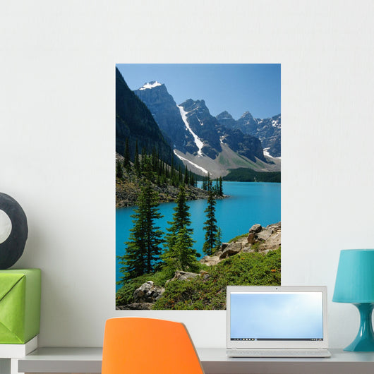 Moraine Lake And The Wenkchemna Peaks, Banff National Park, Alberta Wall Mural