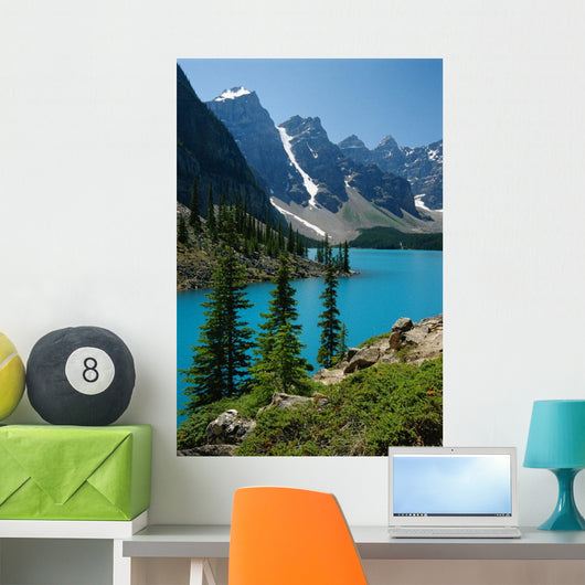 Moraine Lake And The Wenkchemna Peaks, Banff National Park, Alberta Wall Mural