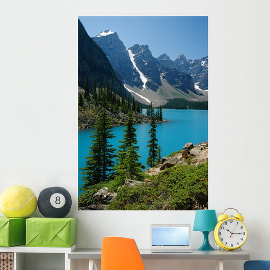Moraine Lake And The Wenkchemna Peaks, Banff National Park, Alberta Wall Mural