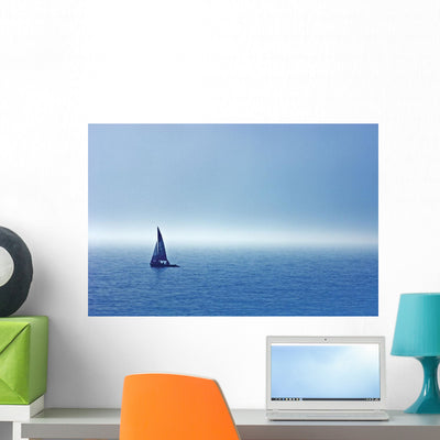Sailboat Water Wahnekewaning Beach Wall Mural shown on a wall