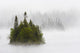 Fog And Rain Around An Island In Fenton Lake Wall Mural