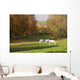 White Horses In An Autumn Landscape, Bromont, Quebec Wall Mural