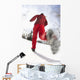 Low Angle View Of A Young Woman Jogging In Winter Wall Mural