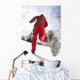 Low Angle View Of A Young Woman Jogging In Winter Wall Mural