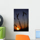 Silhouettes Of Wheat In A Farmers Field At Sunset Wall Mural