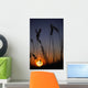 Silhouettes Of Wheat In A Farmers Field At Sunset Wall Mural