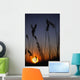 Silhouettes Of Wheat In A Farmers Field At Sunset Wall Mural