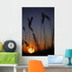 Silhouettes Of Wheat In A Farmers Field At Sunset Wall Mural