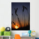 Silhouettes Of Wheat In A Farmers Field At Sunset Wall Mural