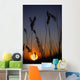 Silhouettes Of Wheat In A Farmers Field At Sunset Wall Mural