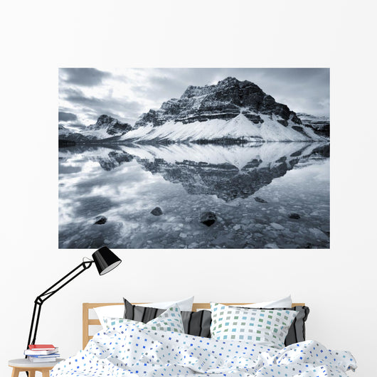 Bow Lake And Mount Crowfoot, Banff National Park, Alberta, Canada Wall Mural