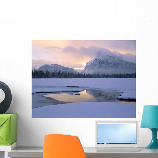 Vermilion Lakes And Mt Rundle, Banff National Park, Alberta, Canada Wall Mural