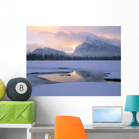 Vermilion Lakes And Mt Rundle, Banff National Park, Alberta, Canada Wall Mural