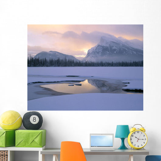 Vermilion Lakes And Mt Rundle, Banff National Park, Alberta, Canada Wall Mural