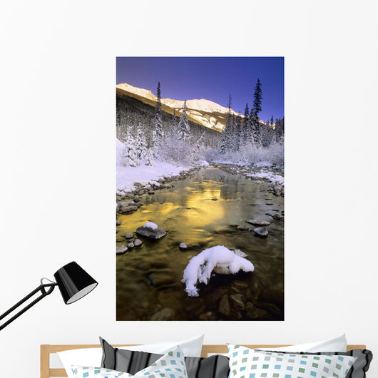 Maligne River And The Colin Range Wall Mural