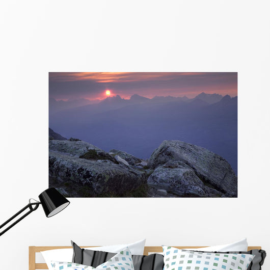 Sunset From Whistler Mountain, Jasper National Park, Alberta, Canada Wall Mural