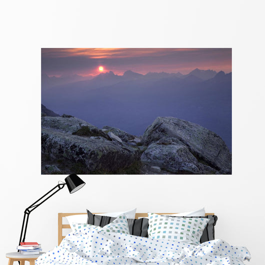 Sunset From Whistler Mountain, Jasper National Park, Alberta, Canada Wall Mural