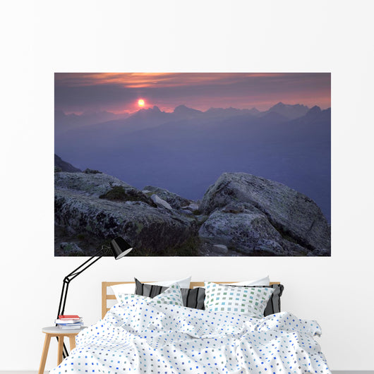 Sunset From Whistler Mountain, Jasper National Park, Alberta, Canada Wall Mural