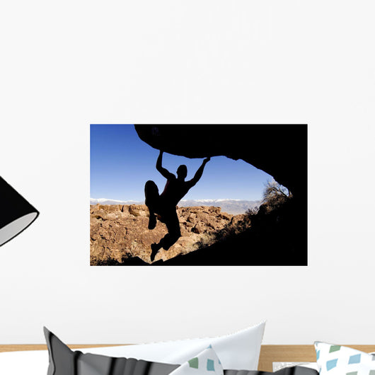 Silhouette Of A Rock Climber Wall Mural