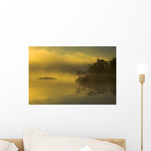Autumn Sunrise Through Heavy Lake Mist, Bedford, Nova Scotia Wall Mural