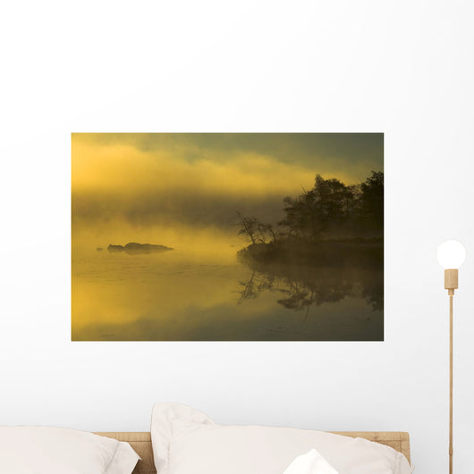 Autumn Sunrise Through Heavy Lake Mist, Bedford, Nova Scotia Wall Mural