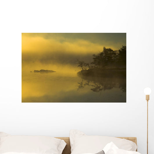 Autumn Sunrise Through Heavy Lake Mist, Bedford, Nova Scotia Wall Mural