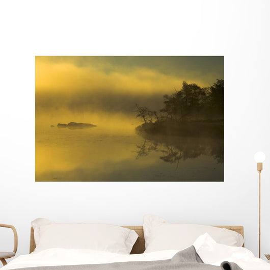 Autumn Sunrise Through Heavy Lake Mist, Bedford, Nova Scotia Wall Mural