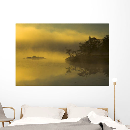 Autumn Sunrise Through Heavy Lake Mist, Bedford, Nova Scotia Wall Mural