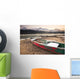 Canoe On Misty Fall Morning Wall Mural