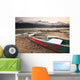 Canoe On Misty Fall Morning Wall Mural