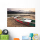 Canoe On Misty Fall Morning Wall Mural
