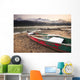 Canoe On Misty Fall Morning Wall Mural