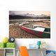 Canoe On Misty Fall Morning Wall Mural