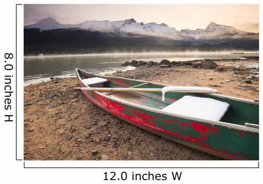 Canoe On Misty Fall Morning Wall Mural