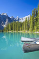 Canoes In Moraine Lake And Valley Of The Ten Peaks Wall Mural