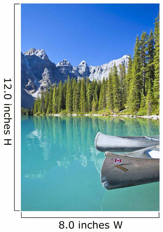 Canoes In Moraine Lake And Valley Of The Ten Peaks Wall Mural