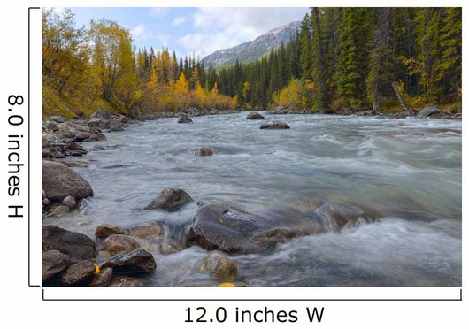 Autumn Colors Over Splashing Maligne River Wall Mural