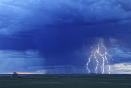 Multiple Lightning Strikes During A Storm Near Val Marie, Saskatchewan Wall Mural