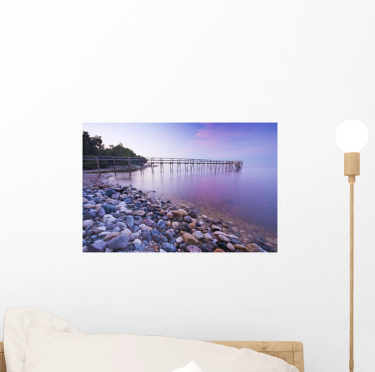 Pier And Shoreline Of Lake Winnipeg, Matlock, Manitoba Wall Mural