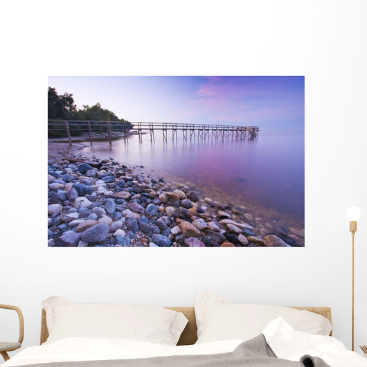 Pier And Shoreline Of Lake Winnipeg, Matlock, Manitoba Wall Mural