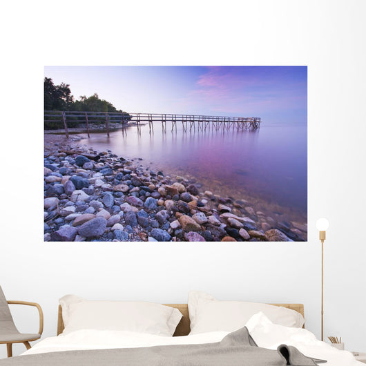 Pier And Shoreline Of Lake Winnipeg, Matlock, Manitoba Wall Mural