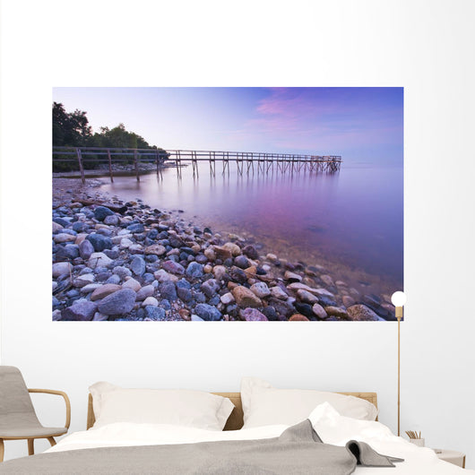 Pier And Shoreline Of Lake Winnipeg, Matlock, Manitoba Wall Mural