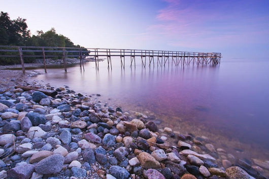 Pier And Shoreline Of Lake Winnipeg, Matlock, Manitoba Wall Mural